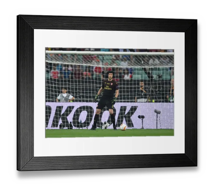 Framed Print : Arsenal's Petr Cech in Europa League Final Showdown Against Chelsea (Arsenal vs. Chelsea, Europa League 2019)