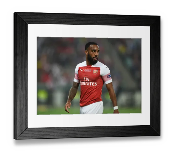 Framed Print : Alexandre Lacazette at the 2019 Europa League Final: Arsenal vs. Chelsea in Baku