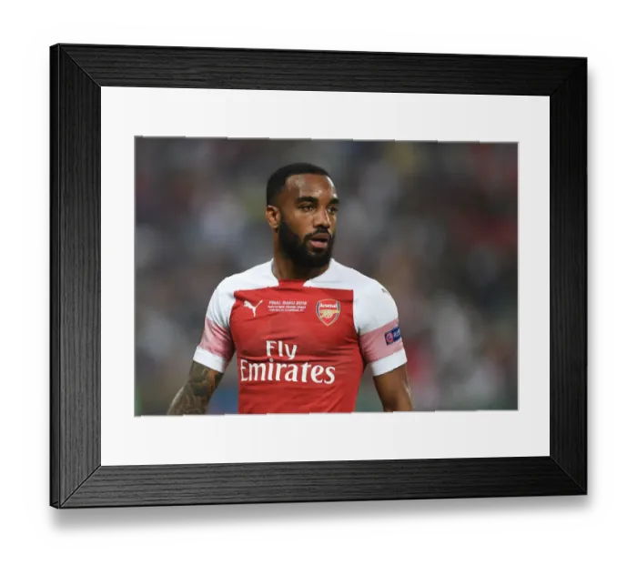 Framed Print : Alexandre Lacazette at the 2019 Europa League Final: Arsenal vs. Chelsea in Baku