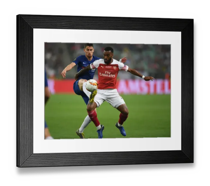 Framed Print : Arsenal vs. Chelsea Showdown: Lacazette vs. Jorginho - Europa League Final Battle