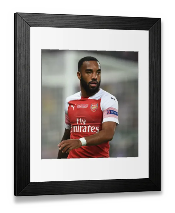 Framed Print : Alexandre Lacazette at the 2019 Europa League Final: Arsenal vs. Chelsea in Baku