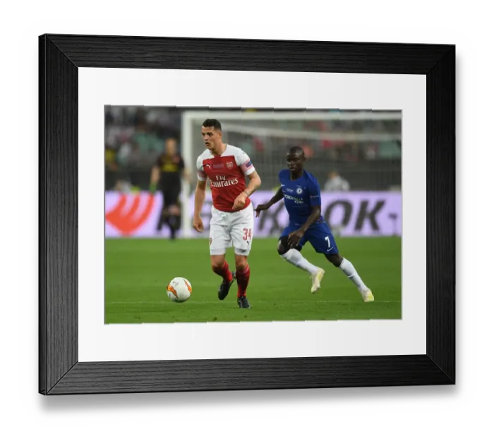 Framed Print : Battle of Midfield Titans: Xhaka vs. Kante - Arsenal vs. Chelsea UEFA Europa League Final, 2019 Framed Print : Battle of Midfield Titans: Xhaka vs. Kante - Arsenal vs. Chelsea UEFA Europa League Final, 2019