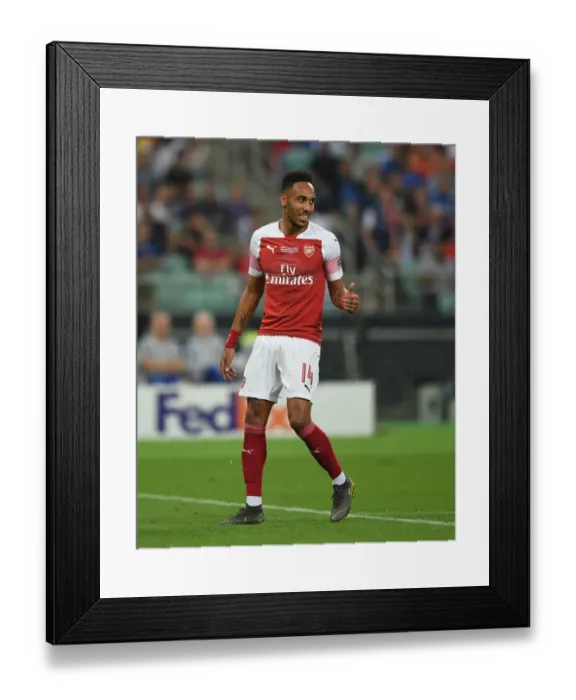 Framed Print : Arsenal's Aubameyang Goes Head-to-Head with Chelsea in Europa League Final Showdown