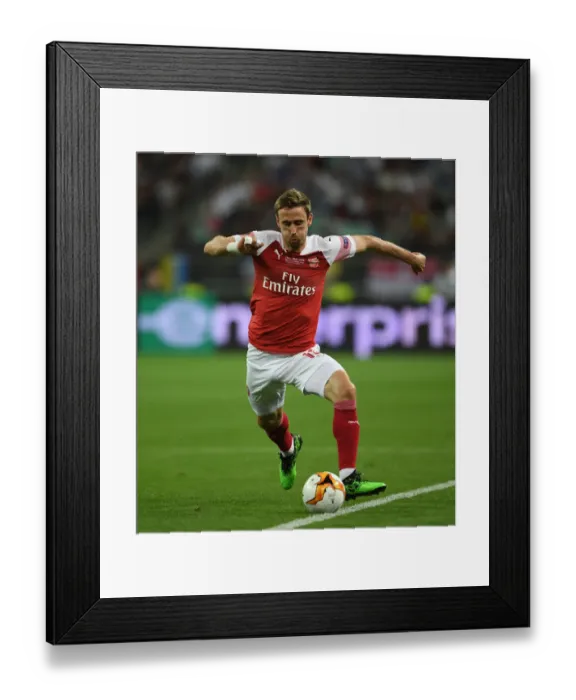 Framed Print : Arsenal's Nacho Monreal Faces Off Against Chelsea in the Europa League Final, Baku 2019