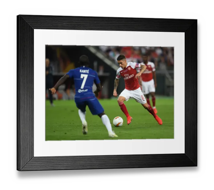 Framed Print : Arsenal's Lucas Torreira in UEFA Europa League Final against Chelsea, Baku 2019 Framed Print : Arsenal's Lucas Torreira in UEFA Europa League Final against Chelsea, Baku 2019
