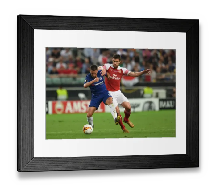 Framed Print : Arsenal vs. Chelsea Showdown: A Europa League Final Battle - Sokratis vs. Hazard