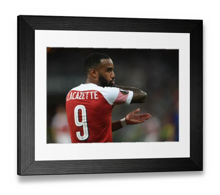 Framed Print : Alexandre Lacazette at the 2019 Europa League Final: Arsenal vs. Chelsea in Baku