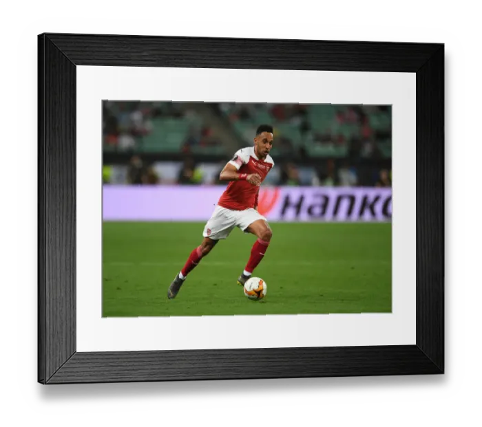 Framed Print : Arsenal's Aubameyang Faces Off Against Chelsea in Europa League Final Showdown Framed Print : Arsenal's Aubameyang Faces Off Against Chelsea in Europa League Final Showdown