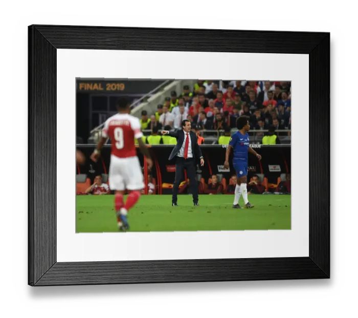 Framed Print : Unai Emery Leads Arsenal in Europa League Final Showdown Against Chelsea, Baku 2019