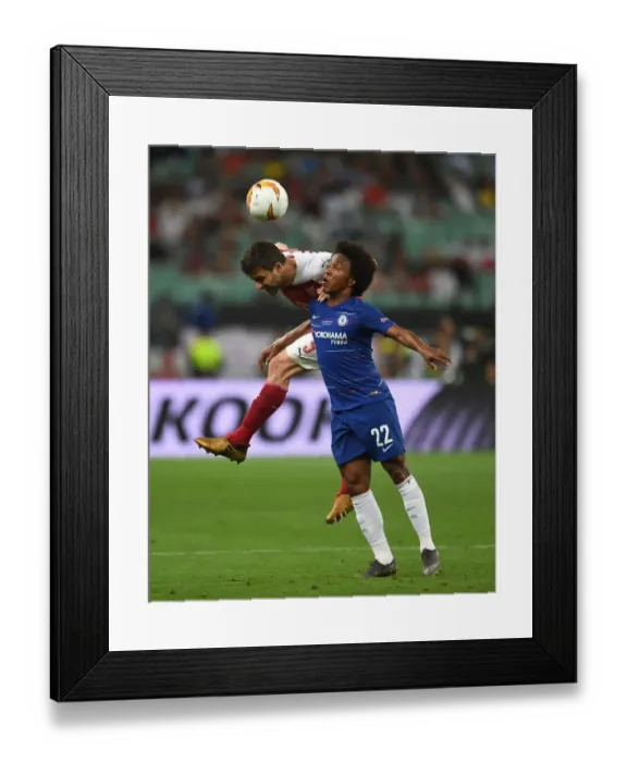 Framed Print : Arsenal vs. Chelsea: Sokratis vs. Willian Clash in the Europa League Final Showdown (2019) Framed Print : Arsenal vs. Chelsea: Sokratis vs. Willian Clash in the Europa League Final Showdown (2019)