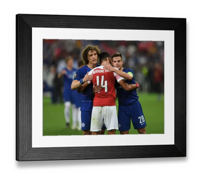 Framed Print : Arsenal's Agony: Aubameyang Consoled by Chelsea's Azpilicueta after Europa League Final Defeat (Baku, 2019) Framed Print : Arsenal's Agony: Aubameyang Consoled by Chelsea's Azpilicueta after Europa League Final Defeat (Baku, 2019)