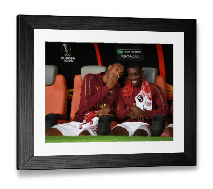 Framed Print : Arsenal's Joe Willock and Eddie Nketiah Before UEFA Europa League Final Against Chelsea, Baku 2019