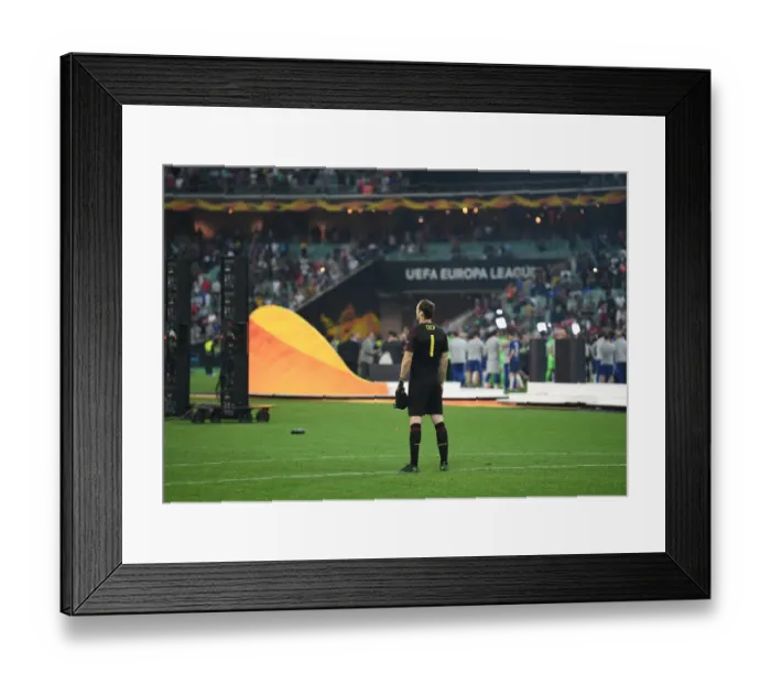 Framed Print : Arsenal's Petr Cech in the Aftermath of the Europa League Final Against Chelsea in Baku Framed Print : Arsenal's Petr Cech in the Aftermath of the Europa League Final Against Chelsea in Baku