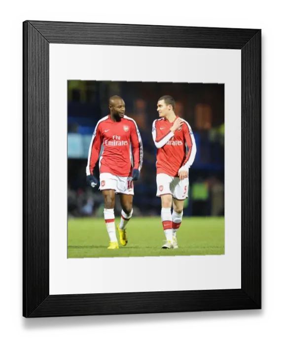 Framed Print : William Gallas and Thomas Vermaelen (Arsenal). Portsmouth 1: 4 Arsenal, Barclays Premier League