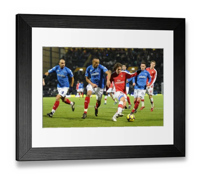 Framed Print : Tomas Rosicky (Arsenal) Younes Kaboul (Portsmouth). Portsmouth 1: 4 Arsenal