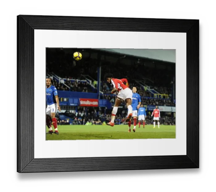 Framed Print : Alex Song heads past Portsmouth goalkeeper Asmir Begovic to score the 4th Arsenal goal