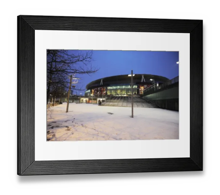 Framed Print : Winter's Embrace at Emirates: Arsenal's Stadium Transformed in Snow Framed Print : Winter's Embrace at Emirates: Arsenal's Stadium Transformed in Snow