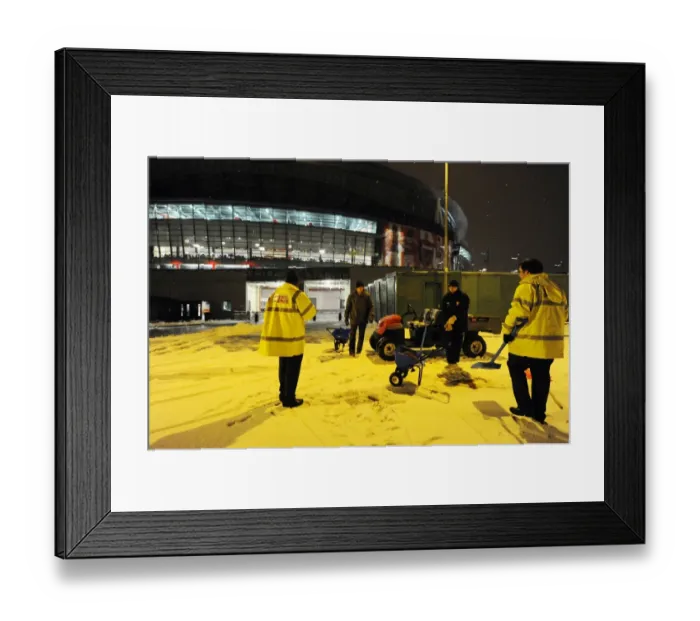 Framed Print : Winter's Embrace at Emirates: Arsenal's Stadium Transformed in Snow Framed Print : Winter's Embrace at Emirates: Arsenal's Stadium Transformed in Snow