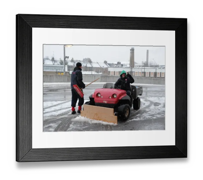 Framed Print : Winter's Embrace at Emirates: Arsenal's Stadium Transformed in Snow