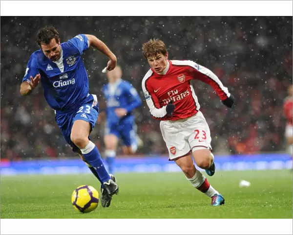 Ardrey Arshavin (Arsenal) Lucas Neill (Everton). Arsenal 2: 2 Everton, Barclays Premier League