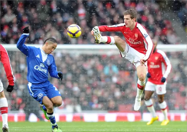 Aaron Ramsey (Arsenal) Steven Pienaar (Everton). Arsenal 2: 2 Everton, Barclays Premier League