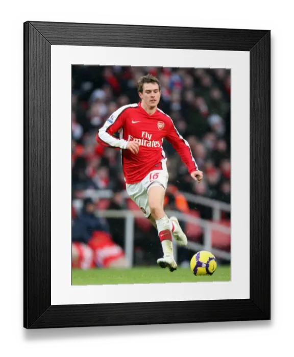 Framed Print : Arsenal's Aaron Ramsey in Tie Against Everton at Emirates Stadium, Barclays Premier League, 9 / 1 / 10