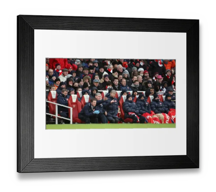 Framed Print : Arsene Wenger at the Dugout: Arsenal vs. Everton, 2-2 Tie, Barclays Premier League, Emirates Stadium (2010)