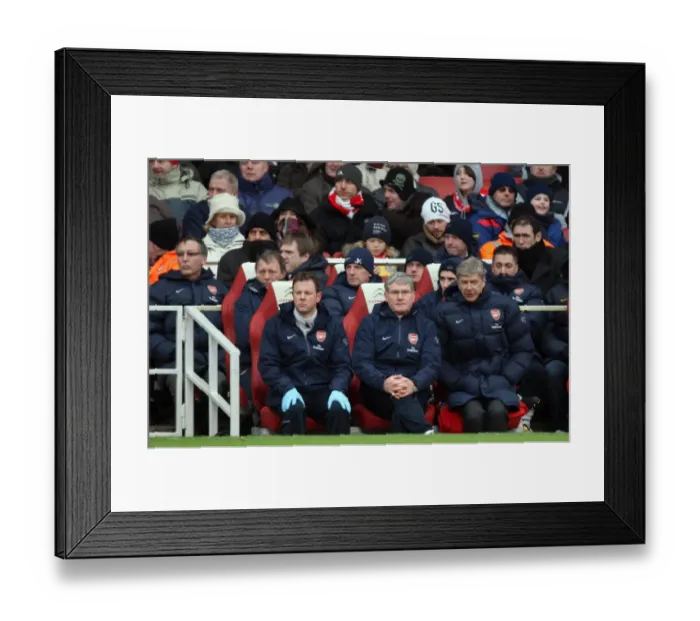 Framed Print : Arsene Wenger the Arsenal Manager sits on the bench with Pat Rice (Assistant Manager) Framed Print : Arsene Wenger the Arsenal Manager sits on the bench with Pat Rice (Assistant Manager)