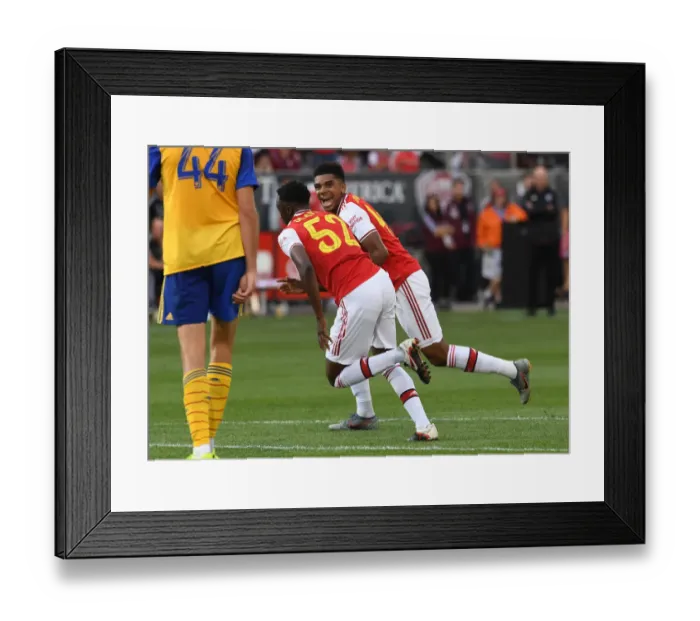 Framed Print : Arsenal's Olayinka and John-Jules: Celebrating a Goal Against the Colorado Rapids