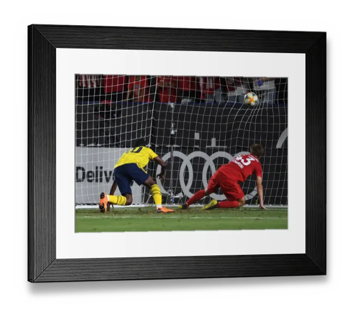 Framed Print : Arsenal's Eddie Nketiah Scores Second Goal Against Bayern Munich in 2019 International Champions Cup, Los Angeles Framed Print : Arsenal's Eddie Nketiah Scores Second Goal Against Bayern Munich in 2019 International Champions Cup, Los Angeles