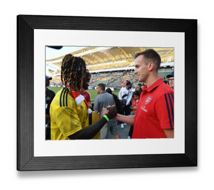 Framed Print : Arsenal's Pre-Season Encounter with Bayern Munich in Los Angeles: Rob Holding and Jay Ajayi Share a Moment Framed Print : Arsenal's Pre-Season Encounter with Bayern Munich in Los Angeles: Rob Holding and Jay Ajayi Share a Moment