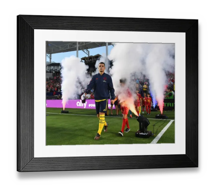Framed Print : Granit Xhaka: Arsenal's Midfield Maestro Shines in International Champions Cup Match Against Bayern Munich