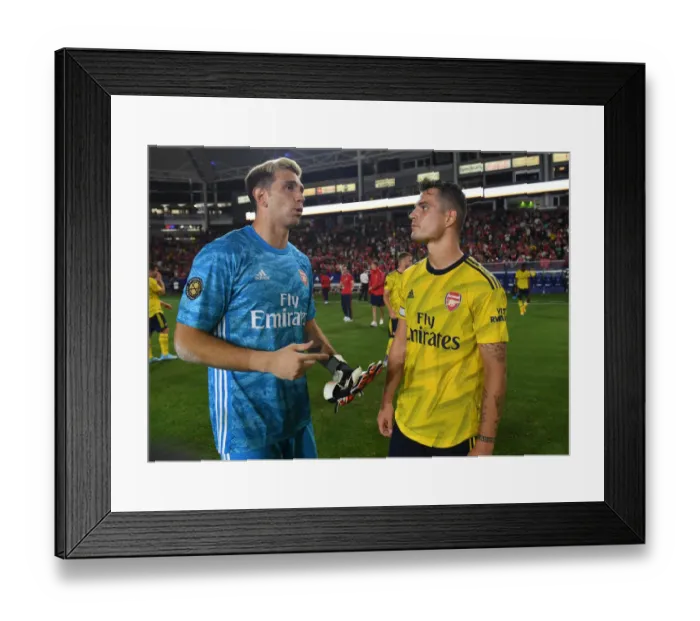 Framed Print : Arsenal Pre-Season: Emi Martinez and Granit Xhaka Connect Amidst Bayern Munich Rivalry Framed Print : Arsenal Pre-Season: Emi Martinez and Granit Xhaka Connect Amidst Bayern Munich Rivalry