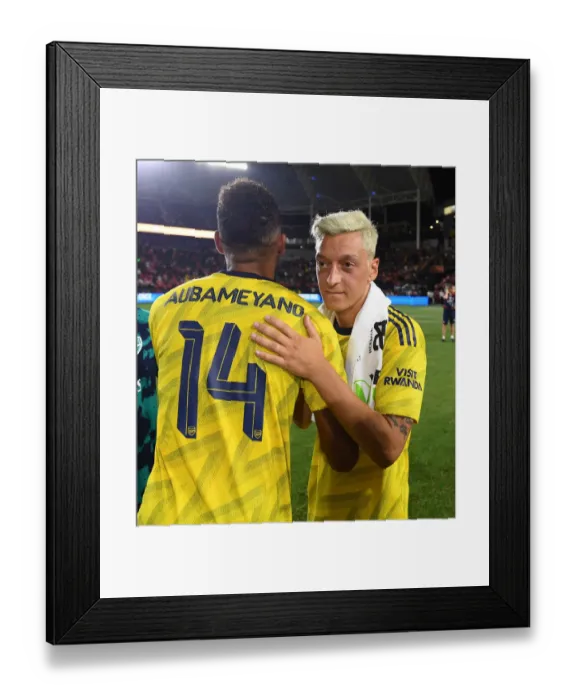 Framed Print : Arsenal Stars Mesut Ozil and Pierre-Emerick Aubameyang Post-Match at 2019 International Champions Cup in Los Angeles Framed Print : Arsenal Stars Mesut Ozil and Pierre-Emerick Aubameyang Post-Match at 2019 International Champions Cup in Los Angeles
