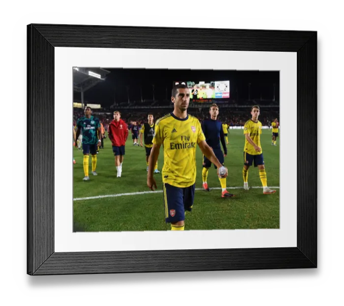 Framed Print : Arsenal FC: Henrikh Mkhitaryan in Action during 2019 International Champions Cup Match against Bayern Munich in Los Angeles Framed Print : Arsenal FC: Henrikh Mkhitaryan in Action during 2019 International Champions Cup Match against Bayern Munich in Los Angeles