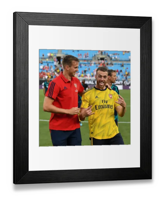 Framed Print : Arsenal Players Rob Holding and Calum Chambers Post-Match at 2019 International Champions Cup in Charlotte
