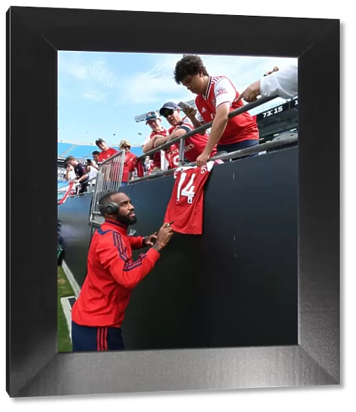 Arsenal's Alexandre Lacazette Signs Autographs Before Arsenal v Fiorentina in 2019 International Champions Cup, Charlotte