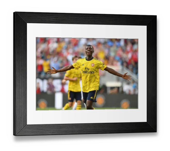 Framed Print : Arsenal's Eddie Nketiah Scores Second Goal Against ACF Fiorentina in 2019 International Champions Cup, Charlotte Framed Print : Arsenal's Eddie Nketiah Scores Second Goal Against ACF Fiorentina in 2019 International Champions Cup, Charlotte