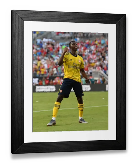 Framed Print : Arsenal's Eddie Nketiah Scores Second Goal Against Fiorentina in 2019 International Champions Cup, Charlotte Framed Print : Arsenal's Eddie Nketiah Scores Second Goal Against Fiorentina in 2019 International Champions Cup, Charlotte