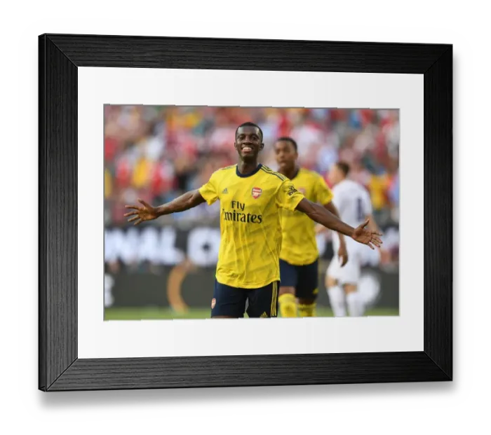 Framed Print : Eddie Nketiah Scores His Second Goal for Arsenal Against Fiorentina in 2019 International Champions Cup, Charlotte