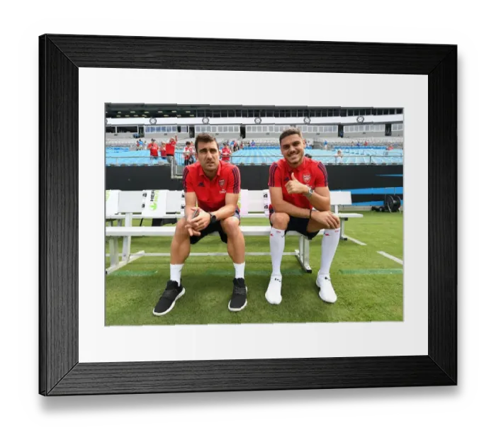 Framed Print : Arsenal's Sokratis and Mavropanos Gear Up: Arsenal v Fiorentina, 2019 International Champions Cup