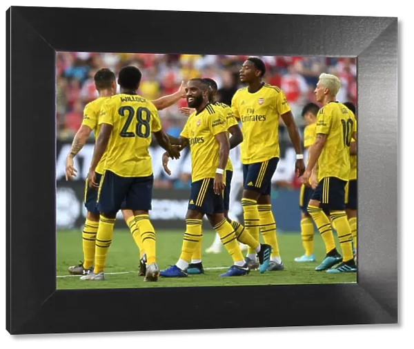 Arsenal's Willock and Lacazette Celebrate Goals in 2019 International Champions Cup Win against Fiorentina