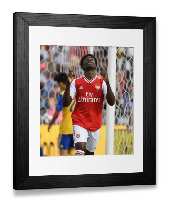 Framed Print : Saka Scores First: Arsenal vs Colorado Rapids, 2019 Pre-Season Friendly