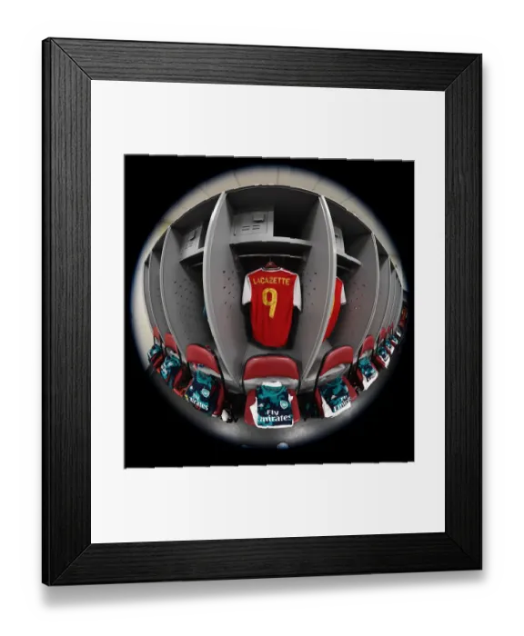 Framed Print : Arsenal FC: Alexis Lacazette's Pre-Season Jersey in Arsenal Changing Room, Commerce City, Colorado (Colorado Rapids v Arsenal 2019-20)
