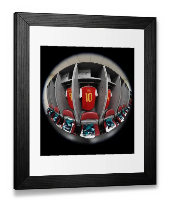 Framed Print : Mesut Ozil's Abandoned Arsenal Jersey in Arsenal Changing Room