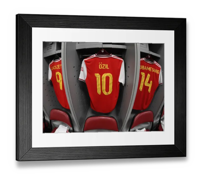 Framed Print : Arsenal FC: A Glimpse into Mesut Ozil's Changing Room at Commerce City (Colorado Rapids vs Arsenal 2019-20)