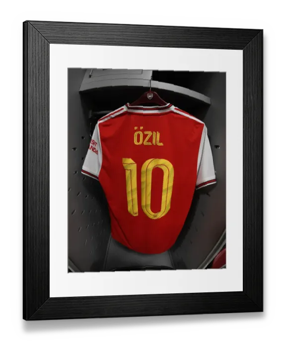 Framed Print : Arsenal FC at Commerce City: Mesut Ozil's Jersey in the Arsenal Changing Room (Colorado Rapids vs Arsenal 2019-20) Framed Print : Arsenal FC at Commerce City: Mesut Ozil's Jersey in the Arsenal Changing Room (Colorado Rapids vs Arsenal 2019-20)