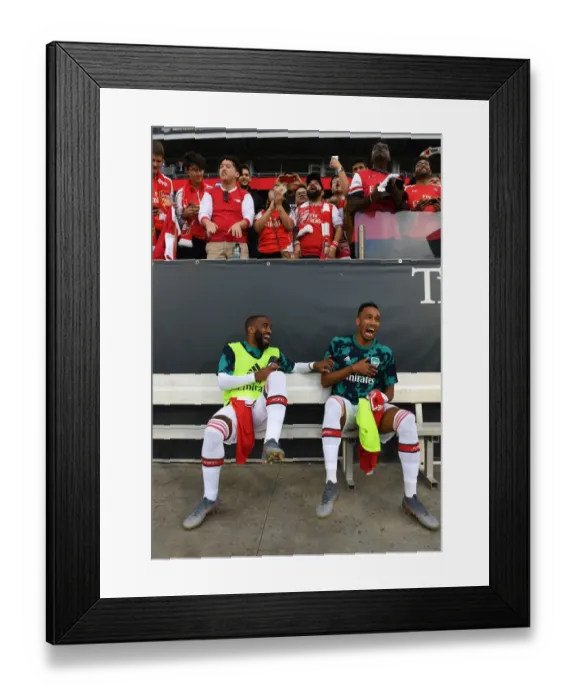 Framed Print : Arsenal's Star Forwards Lacazette and Aubameyang in Harmony: Pre-Season Training, 2019