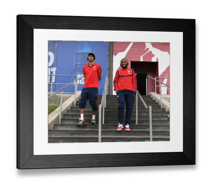 Framed Print : Arsenal Forwards Aubameyang and Lacazette Pre-Season Training in Colorado (2019-20)