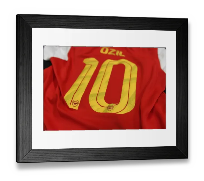 Framed Print : Mesut Ozil's Arsenal Jersey in Arsenal Changing Room Before Colorado Rapids Match (2019-20)